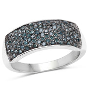 Bids.com 0.42 Carat Genuine Blue Diamond .925 Sterling Silver Ring Rings White Smoke size 6.00,size 7.00,size 8.00,size 9.00,size 5.00