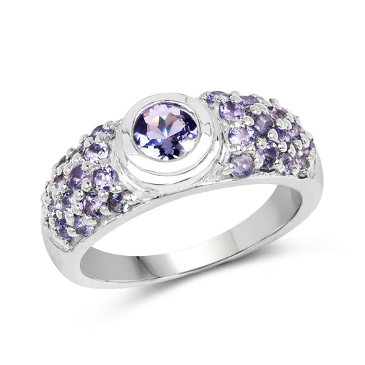Bids.com 1.45 Carat Genuine Tanzanite .925 Sterling Silver Ring Rings White Smoke size 7.00,size 9.00,size 6.00,size 8.00