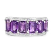 Bids.com 3.30 Carat Genuine Amethyst .925 Sterling Silver Ring Rings Light Gray size 6.00,size 7.00,size 8.00,size 5.00,size 9.00