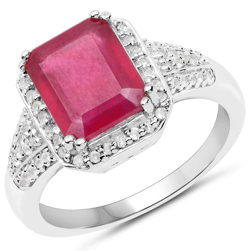 Bids.com 4.55 Carat Glass Filled Ruby and White Topaz .925 Sterling Silver Ring Rings White Smoke size 7.00,size 8.00,size 5.00,size 6.00,size 9.00