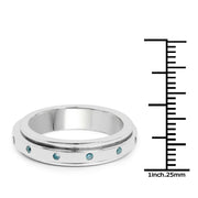 Bids.com 0.14 Carat Genuine Blue Diamond .925 Sterling Silver Ring Rings White Smoke size 6.00,size 7.00,size 8.00,size 9.00,size 5.00