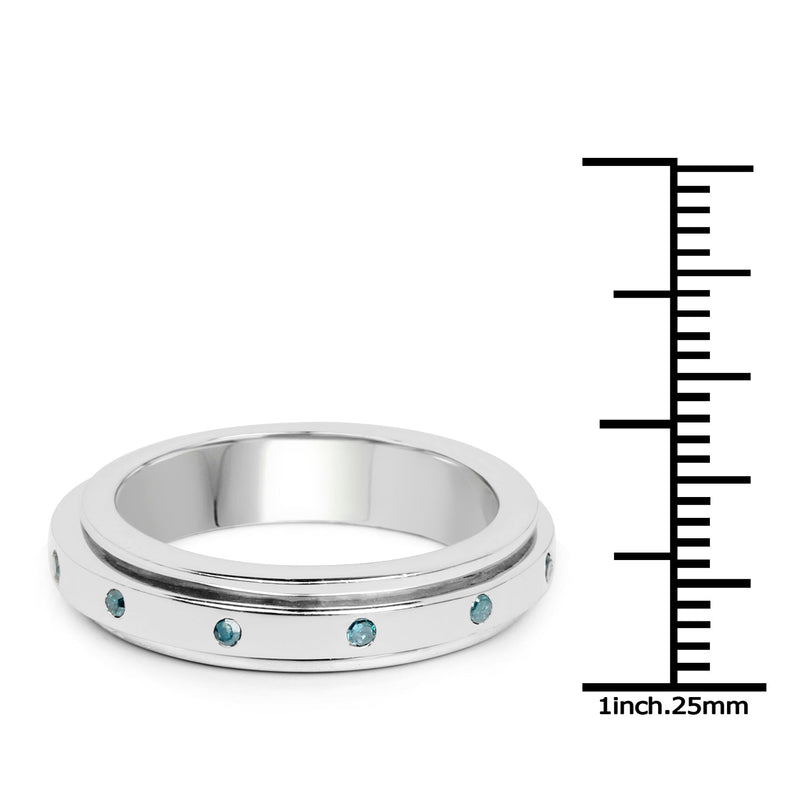 Bids.com 0.14 Carat Genuine Blue Diamond .925 Sterling Silver Ring Rings White Smoke size 6.00,size 7.00,size 8.00,size 9.00,size 5.00