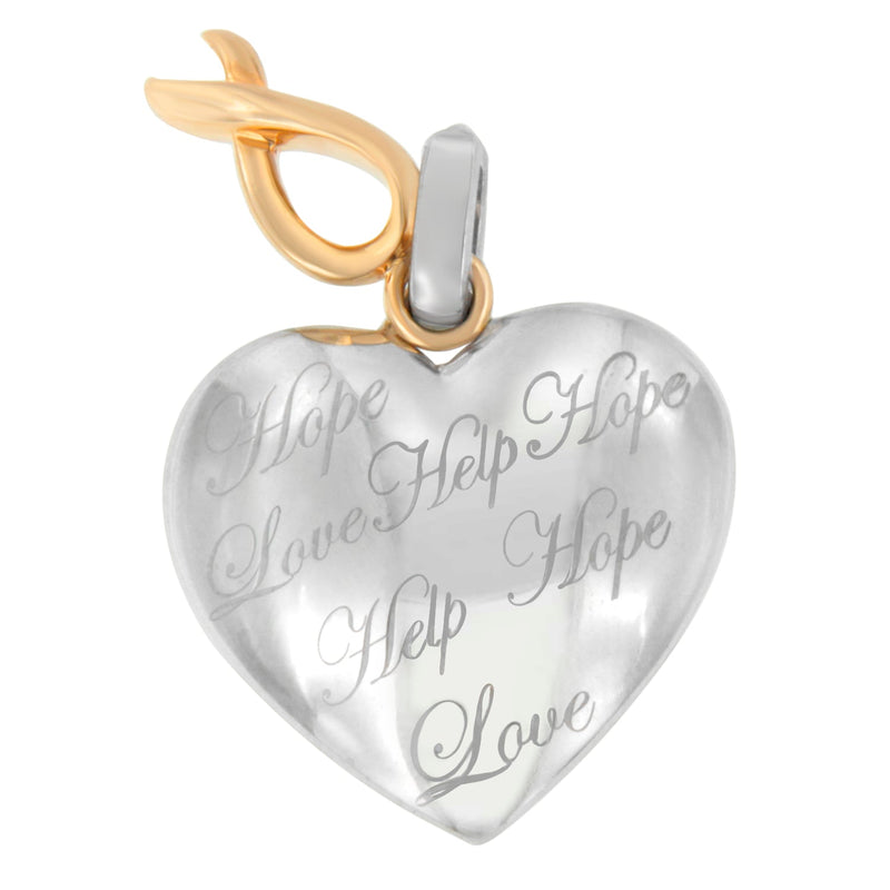 Bids.com 10K Yellow Gold Over Silver Heart Pendant Necklace Necklaces White Smoke YellowWhite.Gold / 18
