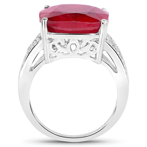 Bids.com 14.47 Carat Dyed Ruby and White Topaz .925 Sterling Silver Ring Rings White Smoke size 6.00,size 7.00,size 8.00,size 5.00,size 9.00,size 10.00