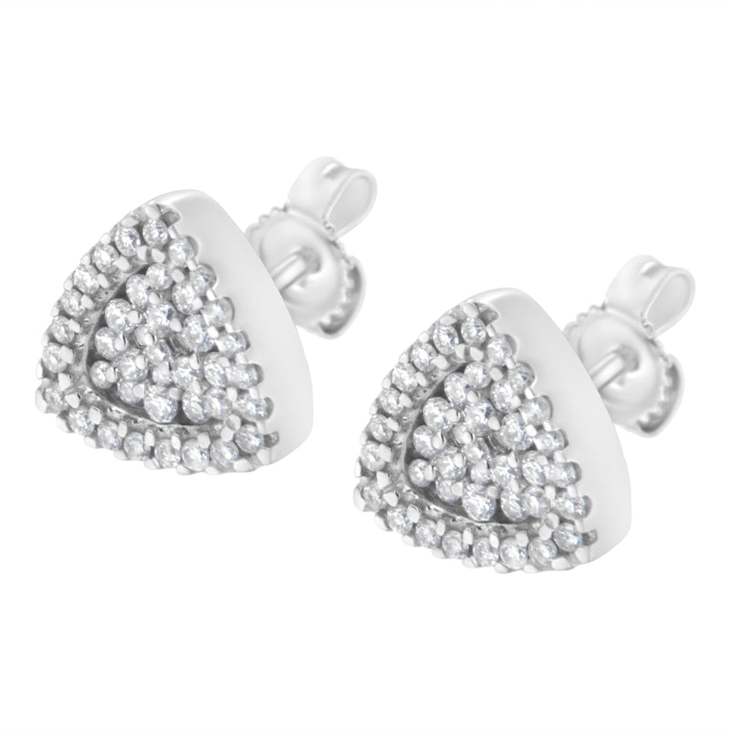Bids.com 14K White Gold 1/2 cttw Trillion Shaped Diamond Stud Earrings (H-I Clarity, SI2-I1 Color) Earrings White Smoke White.Gold / 0.5