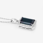 Bids.com 3.55 Carat Genuine Green Tourmaline and White Diamond 14K White Gold Pendant Pendants White Smoke