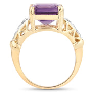 Bids.com 4.83 Carat Genuine Amethyst and White Topaz .925 Sterling Silver Ring Rings White Smoke size 5.00,size 6.00,size 7.00,size 8.00,size 9.00