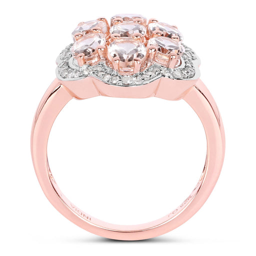 Bids.com 3.06 Carat Genuine Morganite and White Diamond .925 Sterling Silver Ring Rings White Smoke size 7.50,size 5.00,size 6.00,size 7.00,size 8.00,size 9.00
