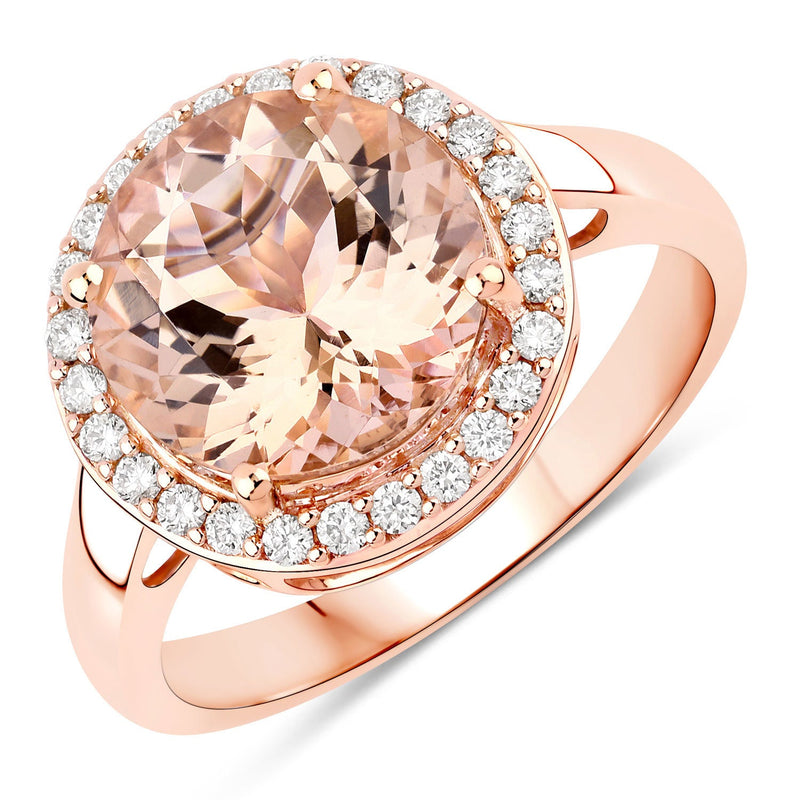 Bids.com 3.61 Carat Genuine Morganite and White Diamond 14K Rose Gold Ring Rings White Smoke size 6.00,size 7.00,size 8.00