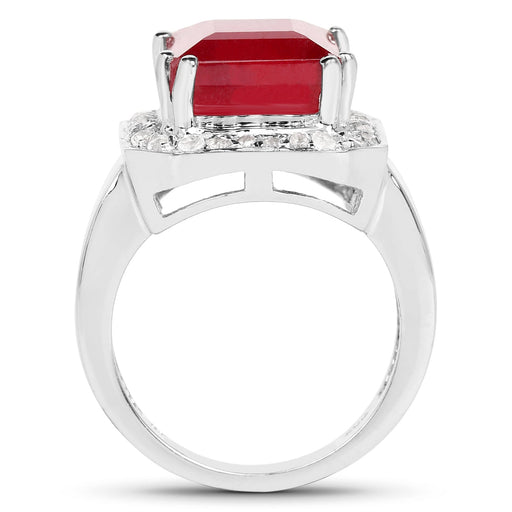 Bids.com 6.36 Carat Glass Filled Ruby and White Topaz .925 Sterling Silver Ring Rings White Smoke size 6.00,size 7.00,size 8.00,size 9.00