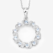 Bids.com 1.10 Carat Genuine Aquamarine and White Topaz .925 Sterling Silver Pendant Pendants White Smoke