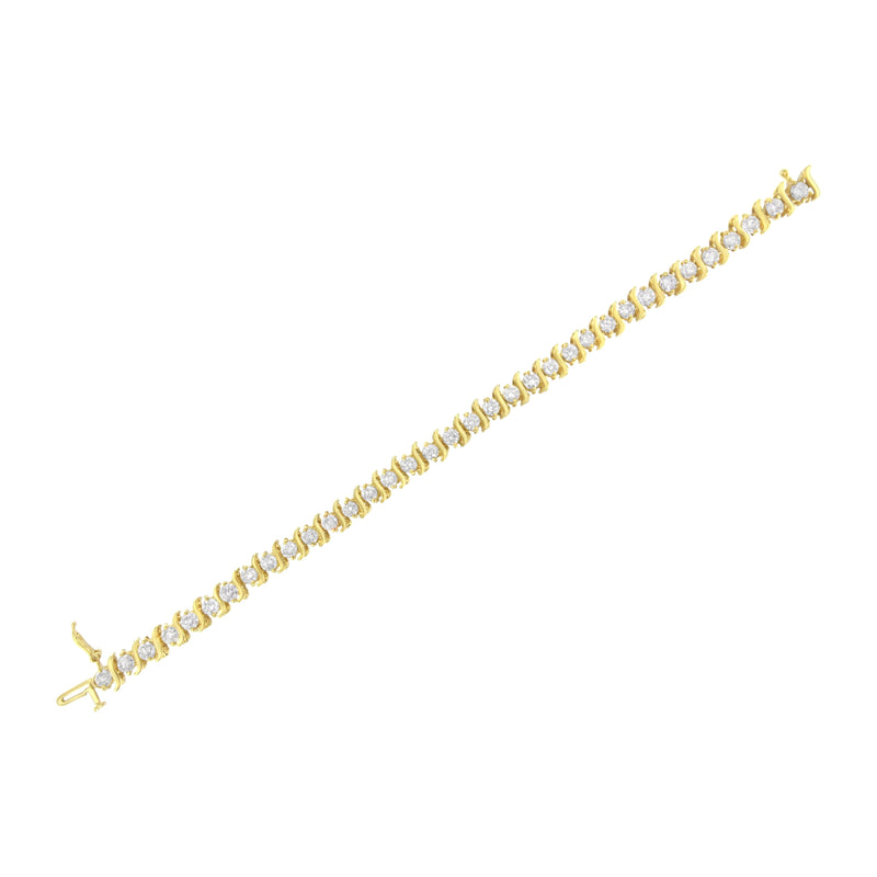 Bids.com 10K Yellow Gold Plated .925 Sterling Silver 7.0 cttw 2-Prong Set Round Brilliant Cut Diamond "S" Link Bracelet (J-K color, I1-I2 clarity) - 7" Bracelets White Smoke Yellow.Sterling Silver / 7