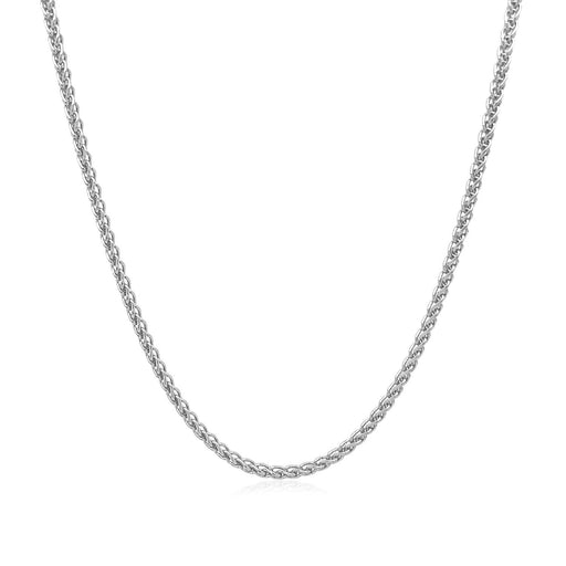 Bids.com 14k White Gold Round Wheat Chain 1.5mm Necklaces White Smoke 16 / White Gold,18 / White Gold,20 / White Gold,22 / White Gold,24 / White Gold,30 / White Gold