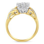 Bids.com 10K Yellow Gold Round And Baguette-Cut Diamond Ring (1/2 Cttw, H-I Color, I1-I2 Clarity) - Size 6 Rings White Smoke 7 / Yellow.Gold,6 / Yellow.Gold,8 / Yellow.Gold