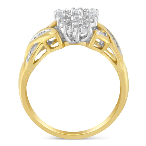 Bids.com 10K Yellow Gold Round And Baguette-Cut Diamond Ring (1/2 Cttw, H-I Color, I1-I2 Clarity) - Size 6 Rings White Smoke 7 / Yellow.Gold,6 / Yellow.Gold,8 / Yellow.Gold