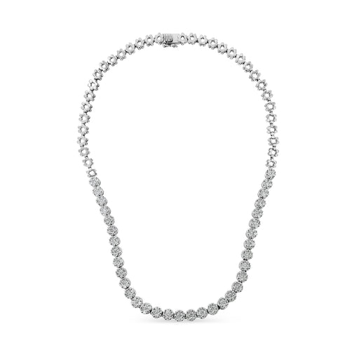 Bids.com IGI Certified 14K White Gold 8.0 Cttw Pave Set Round-Cut Diamond Cluster Graduating Riviera Statement Necklace (H-I Color, I1 Clarity) Necklaces White Smoke 14k Yellow Gold / 18,White.Gold / 18