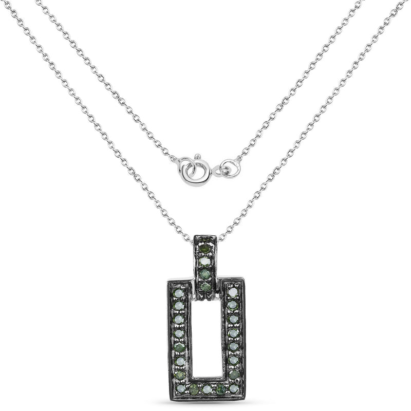 Bids.com 0.36 Carat Genuine Green Diamond .925 Sterling Silver Pendant Pendants White Smoke
