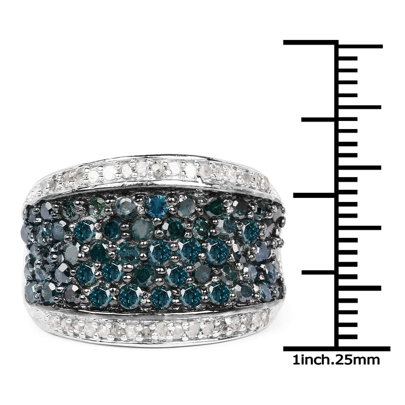 Bids.com 1.38 Carat Genuine Blue Diamond and White Diamond .925 Sterling Silver Ring Rings White Smoke size 7.00,size 8.00,size 6.00,size 9.00