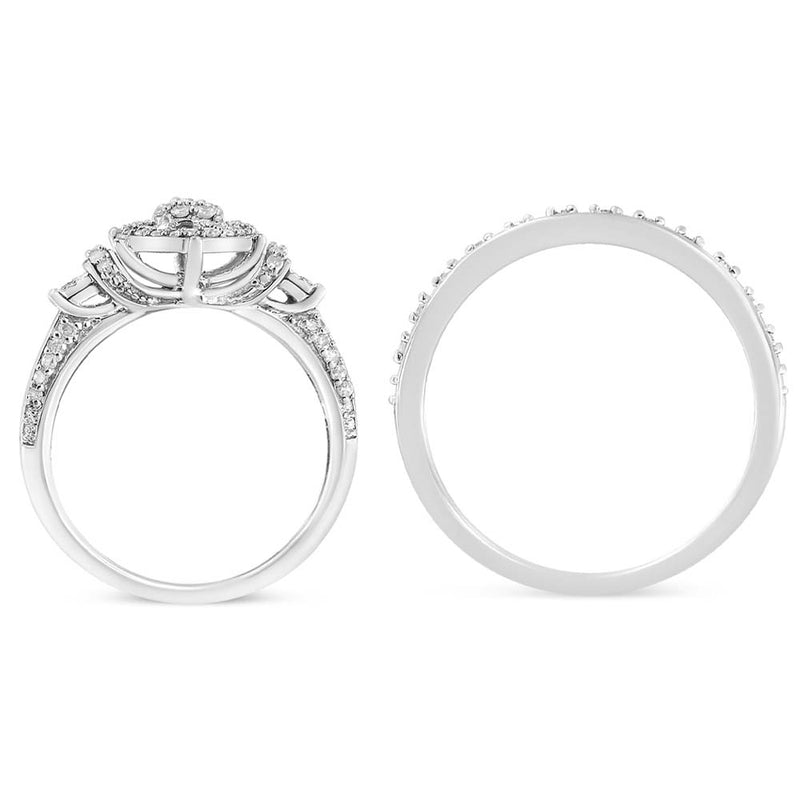Bids.com .925 Sterling Silver 1/3 Cttw Diamond 7 Stone Cluster and Halo Engagement Ring and Wedding Band Set (I-J Color, I1-I2 Clarity) - Size 7 Rings White Smoke 9 / White.Sterling Silver,8 / White.Sterling Silver,6 / White.Sterling Silver,7 / White.Sterling Silver,5 / White.Sterling Silver,10 / White.Sterling Silver,11 / White.Sterling Silver,12 / White.Sterling Silver