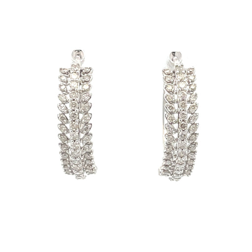 Bids.com 1.02ct Diamond Hoop Earrings 10KT White Gold Earrings White Smoke