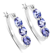 Bids.com 1.99 Carat Genuine Tanzanite and White Diamond .925 Sterling Silver Earrings Earrings White Smoke