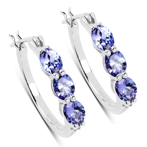 Bids.com 1.99 Carat Genuine Tanzanite and White Diamond .925 Sterling Silver Earrings Earrings White Smoke