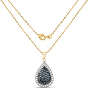 Bids.com 14K Yellow Gold Plated 0.81 Carat Genuine Blue Diamond and White Diamond .925 Sterling Silver Pendant Pendants White Smoke