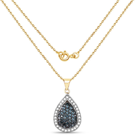 Bids.com 14K Yellow Gold Plated 0.81 Carat Genuine Blue Diamond and White Diamond .925 Sterling Silver Pendant Pendants White Smoke