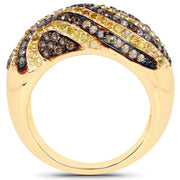 Bids.com 14K Yellow Gold Plated 1.19 Carat Genuine Champagne Diamond and Yellow Diamond .925 Sterling Silver Ring Rings White Smoke size 6.00,size 7.00,size 8.00,size 9.00,size 5.00