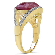 Bids.com 14K Yellow Gold Plated 9.29 Carat Genuine Pink Sapphire & White Diamond .925 Sterling Silver Ring Rings White Smoke size 8.00,size 6.00,size 7.00,size 9.00