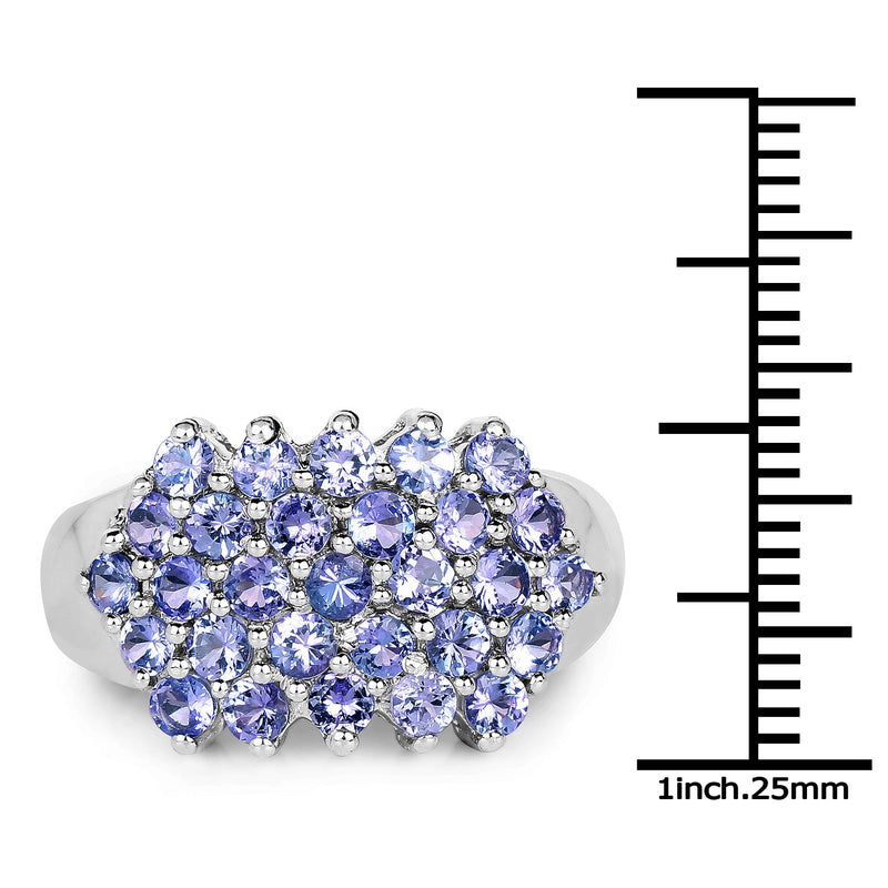 Bids.com 2.03 Carat Genuine Tanzanite .925 Sterling Silver Ring Rings White Smoke size 6.50,size 7.50,size 6.00,size 7.00,size 8.00,size 9.00,size 5.00