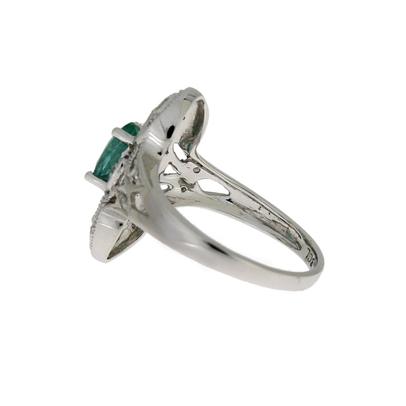 Bids.com .70ct Emerald Diamond Ring 10KT White Gold Rings White Smoke 7.0