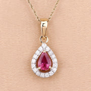 Bids.com 1.03 Carat Genuine Ruby and White Diamond 14K Yellow Gold Pendant Pendants Wheat