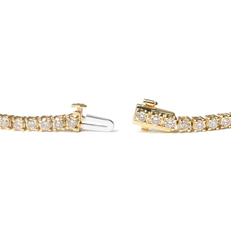 Bids.com 14K Yellow Gold 6.0 Cttw Classic 4 Prong Set Round Brilliant Cut Diamond Tennis Bracelet (K-L Color, VS2-SI1 Clarity) - 7.25" Bracelets White Smoke Yellow.Gold / 7.25