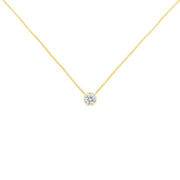 Bids.com 10K Yellow Gold 1/2 Carat Round Brilliant-Cut Diamond Modern Bezel-Set Solitaire 16"-18" Pendant Necklace (H-I Color, SI2-I1 Clarity) Necklaces White Smoke Yellow.Gold / 18