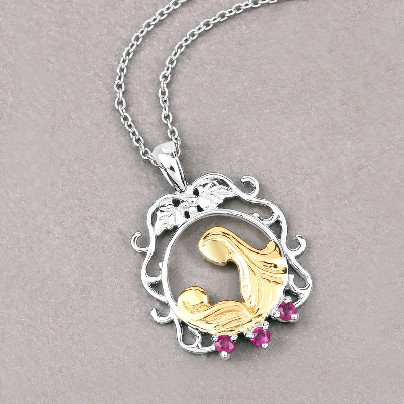 Bids.com 0.14 Carat Genuine Ruby .925 Sterling Silver Pendant Pendants Gray size 18.00