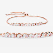 Bids.com 0.89 Carat Genuine Morganite and White Topaz .925 Sterling Silver Bracelet Bracelets White Smoke size 10.00