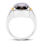 Bids.com Two Tone Plated 5.51 Carat Genuine Smoky Quartz and White Topaz .925 Sterling Silver Ring Rings White Smoke size 6.00,size 8.00,size 7.00,size 9.00