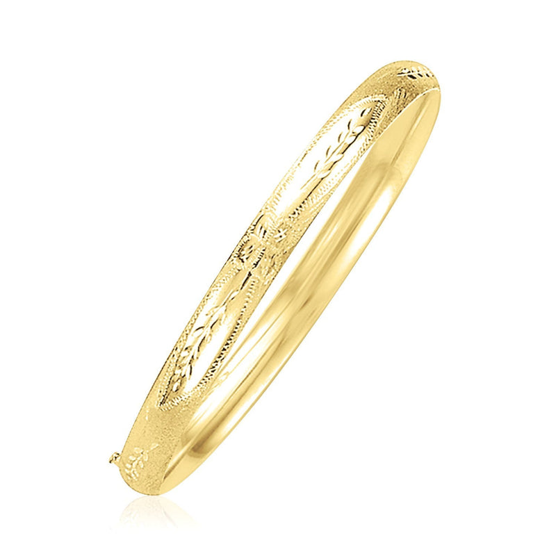 Bids.com 14k Yellow Gold Dome Florentine Design Bangle Bracelets White Smoke 7 / Yellow Gold,8 / Yellow Gold