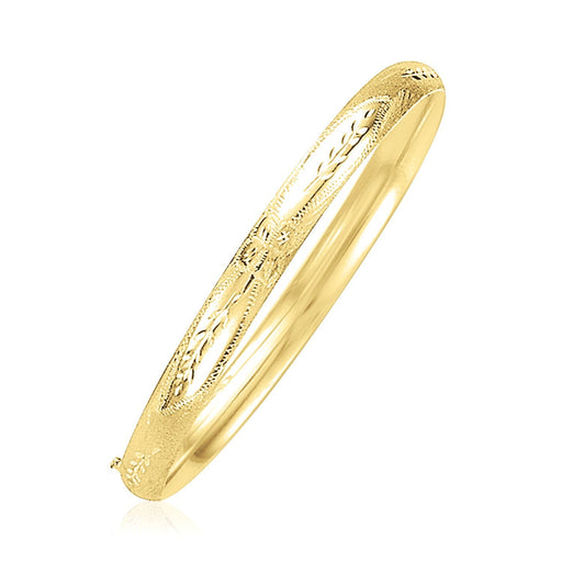 Bids.com 14k Yellow Gold Dome Florentine Design Bangle Bracelets White Smoke 7 / Yellow Gold,8 / Yellow Gold