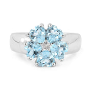 Bids.com 2.58 Carat Genuine Blue Topaz and White Topaz .925 Sterling Silver Ring Rings White Smoke size 6.00,size 7.00,size 8.00,size 9.00,size 5.00,size 5.50
