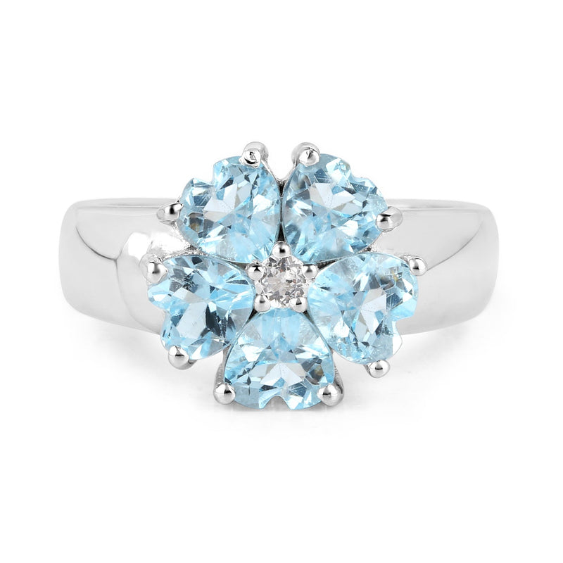 Bids.com 2.58 Carat Genuine Blue Topaz and White Topaz .925 Sterling Silver Ring Rings White Smoke size 6.00,size 7.00,size 8.00,size 9.00,size 5.00,size 5.50