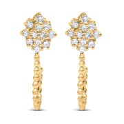 Bids.com 14K Yellow Gold Plated .925 Sterling Silver 1/10 Cttw Diamond Floral Cluster and Beaded Hoop Stud Earrings (H-I Color, I1-I2 Clarity) Earrings White Smoke Yellow.Sterling Silver / 0.1