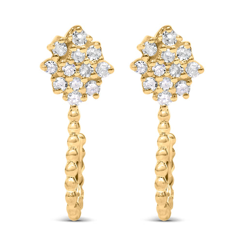 Bids.com 14K Yellow Gold Plated .925 Sterling Silver 1/10 Cttw Diamond Floral Cluster and Beaded Hoop Stud Earrings (H-I Color, I1-I2 Clarity) Earrings White Smoke Yellow.Sterling Silver / 0.1