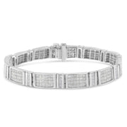 Bids.com 14K White Gold 7.0 Cttw Princess Cut Diamond 7" Alternating Vertical and Horizontal Rectangular Link Tennis Bracelet (H-I Color, SI2-I1 Clarity) Bracelets White Smoke White.Gold / 7