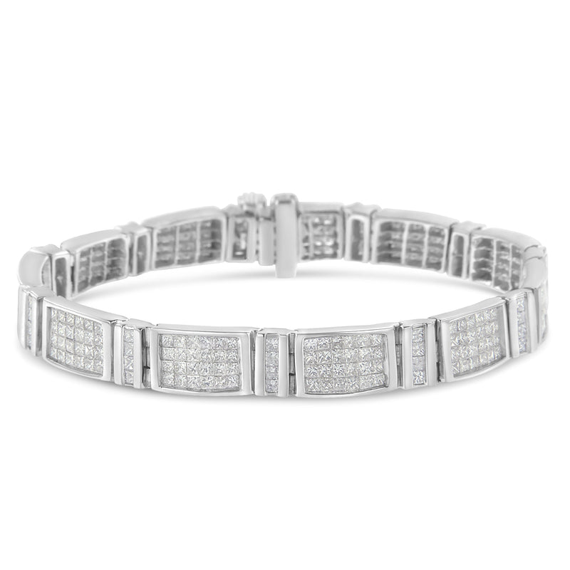 Bids.com 14K White Gold 7.0 Cttw Princess Cut Diamond 7" Alternating Vertical and Horizontal Rectangular Link Tennis Bracelet (H-I Color, SI2-I1 Clarity) Bracelets White Smoke White.Gold / 7