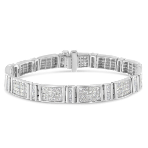 Bids.com 14K White Gold 7.0 Cttw Princess Cut Diamond 7" Alternating Vertical and Horizontal Rectangular Link Tennis Bracelet (H-I Color, SI2-I1 Clarity) Bracelets White Smoke White.Gold / 7