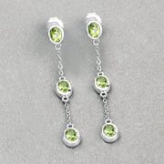 Bids.com 2.10 Carat Genuine Peridot .925 Sterling Silver Earrings Earrings Gray