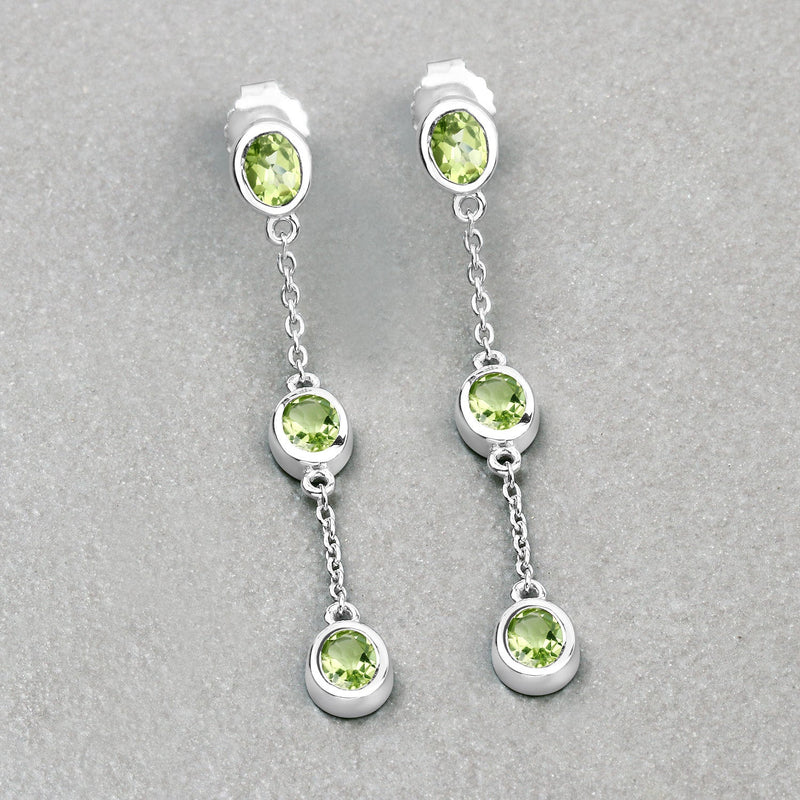 Bids.com 2.10 Carat Genuine Peridot .925 Sterling Silver Earrings Earrings Gray