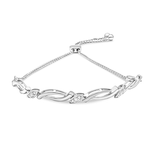 Bids.com 14K Rose Gold Plated .925 Sterling Silver 1/10 Cttw Diamond Alternating Swirl link Bolo Bracelet (I-J Color, I2-I3 Clarity) - 6" to 9" Adjustable Bracelets White Smoke Rose.Sterling Silver / 7,White.Sterling Silver / 7